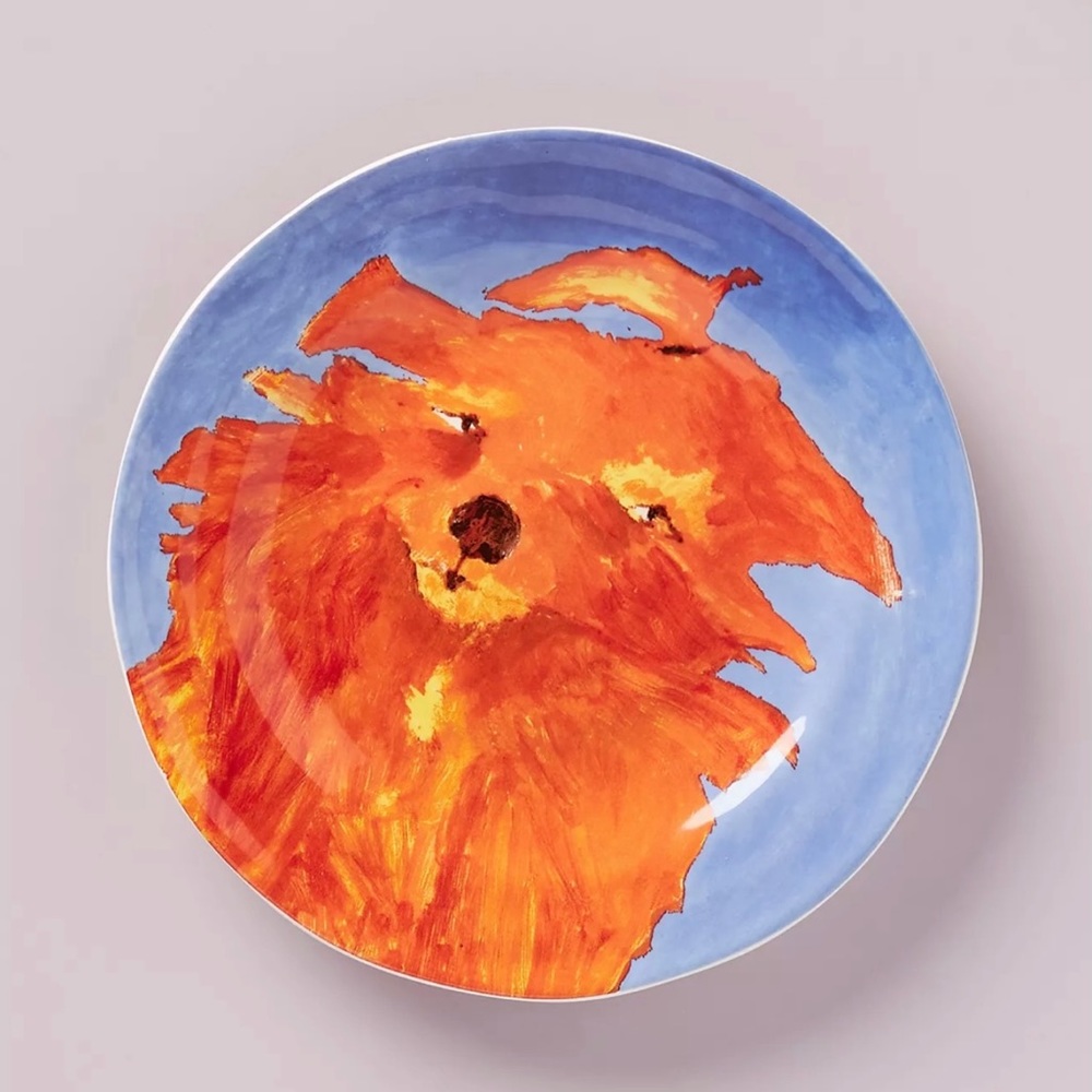 Anthropologie BRAND NEW, Carole Akins Furry Friends Dessert Plate